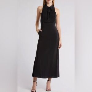 NWOT Area Stars Elegant Black Maxi Dress Cami Maxi Halter Dress L